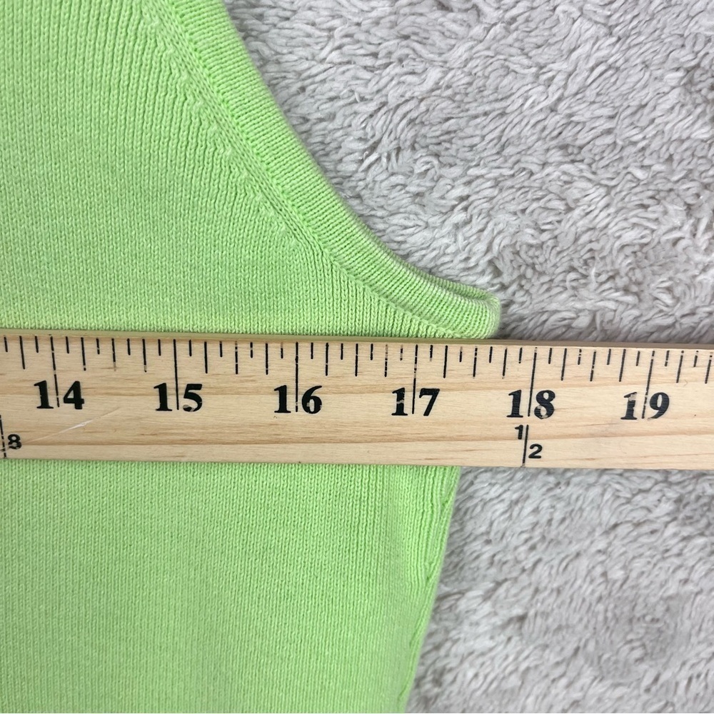 Lime Green Sweater Cardigan Twinset Sz Medium Goodclothes - Picture 9 of 15